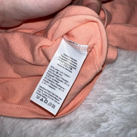 NWT J. Crew Stretch Linen Orange Polo Style Long Sleeve Shirt size Large Light - Picture 4 of 5